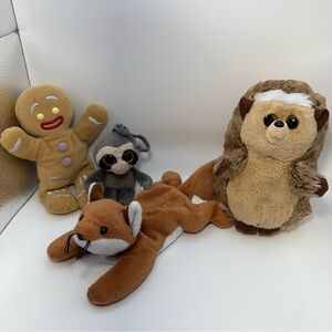 TY Beanie Babies Plush Animal Toy Set of 4 - Dangler, Ginny, Ida & Sly